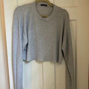 brandy melville grey long sleeve waffle top